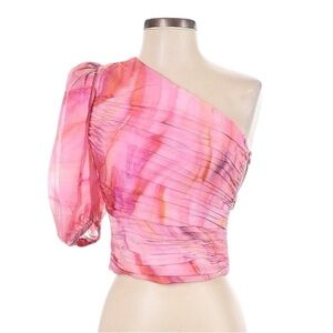Aiifos Pink Multi One Shoulder Crop Top